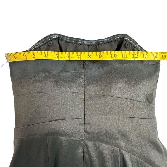 NWT BADGLEY MISCHKA Black Satin Strapless Mini With Abstract Bow Size 4 - Picture 9 of 14